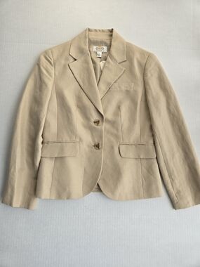 Talbots Petites Vintage Beige Linen Blazer Jacket - Size 2P - NWT